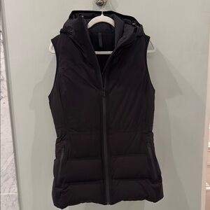 Women's Black Hooded Puffer Vest